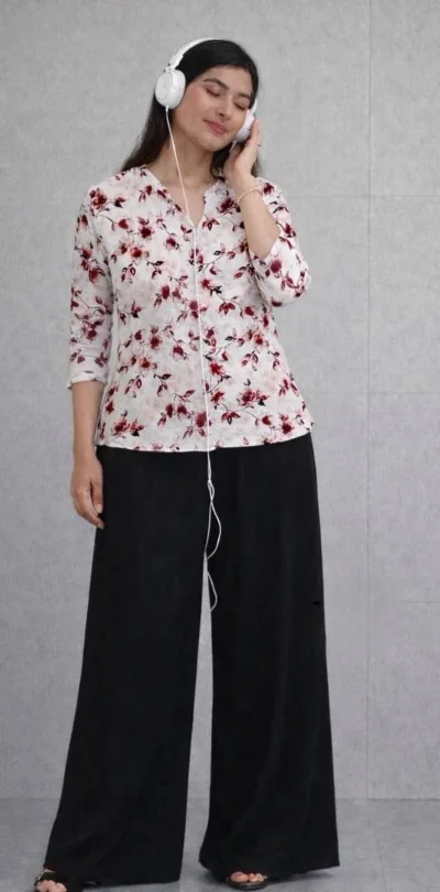 Zamkudi Floral Bliss Co-ord Set – White & Black Floral